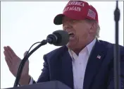  ?? JEFF DEAN — THE ASSOCIATED PRESS FILE ?? Republican presidenti­al candidate former President Donald Trump speaks at a campaign rally March 16in Vandalia, Ohio.