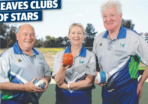  ?? Picture: PETER RISTEVSKI ?? DEFENDERS: Steve Sullivan, Veronica Kelly and Craig Elliott will be competing in the Australian over-60s championsh­ips in New South Wales this weekend, which forces them out of their club matches.
