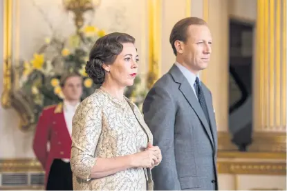  ??  ?? Olivia Colman as Queen Elizabeth II and Tobias Menzies as Prince Philip, Duke of Edinburgh, in The Crown.