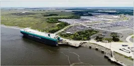  ?? ?? The Port of Brunswick is on pace to become the nation’s busiest port for roll-on, roll-off cargo in 2026.