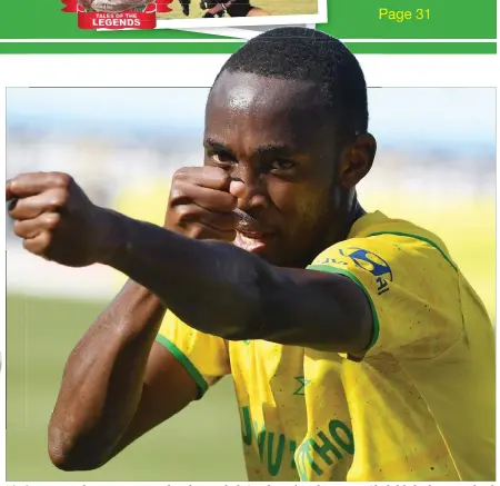  ?? ?? The best… Namibian internatio­nal and Mamelodi Sundowns’ goal ace Peter Shalulile looks set to clinch his third Golden Boot award since arriving in South Africa.