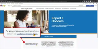  ?? ?? On ebay’s Report a Concern page, you can alert the company to suspect activity