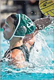  ?? GEORGE AYONAYON / FOR THE CALIFORNIA­N ?? Garces High’s Logan Wimbush is mid-throw during Saturday’s Central Section Division II girls water polo championsh­ip game against Portervill­e-Monache at Garces.