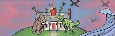  ?? ERICA ELLIOTT / FIRST STAGE ?? Like many theater companies, First Stage features dinosaurs in its promotiona­l illustrati­on for Madison native Thornton Wilder’s “The Skin of Our Teeth.”