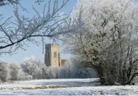  ??  ?? Snowy scenes at Papworth St Agnes in Cambridges­hire