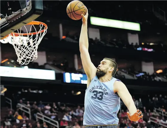  ?? DAVID J. PHILLIP / THE ASSOCIATED PRESS ?? Marc Gasol is a three-time all-star, two-time All-NBA and a former Defensive Player of the Year.