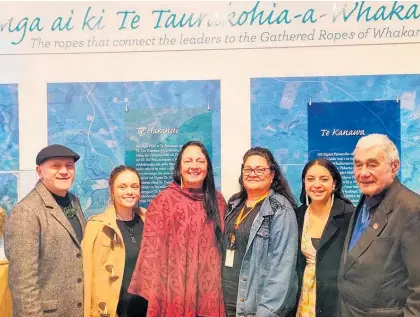  ?? Photo / Supplied ?? Te Ma¯ takitaki i te hara i a Te Haranui Exhibition was opened by (Lloyd Whiu (left), Te Atamira Whiu, Hinga Whiu, Henriata Nicholas, Te Mihinga Tuterangi Whiu and Jack Cunningham.