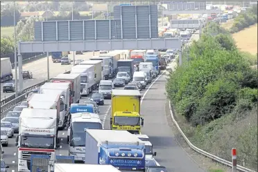  ??  ?? Traffic queues on the county’s motorways could become a familar sight in the months after Brexit, according to Kent’s chief constable