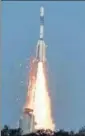  ?? PTI ?? GSAT9 onboard GSLVF09 lifts off from Sriharikot­a on Friday.