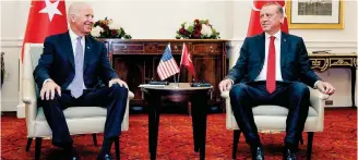  ??  ?? Joe Biden, then vice president, attending a bilateral meeting with Turkish President Recep Tayyip Erdogan in Washington in March 2016.