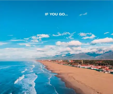  ??  ?? A view of Viareggio and a stretch of its golden beach.