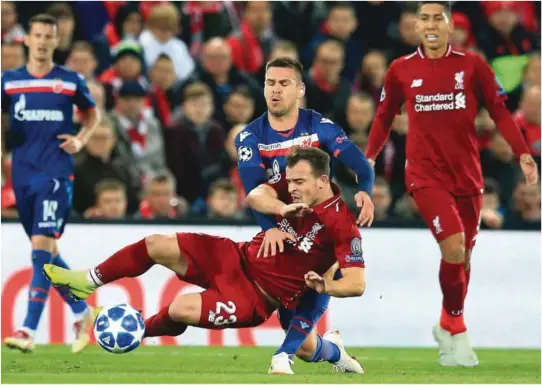  ?? FOTO: AP PHOTO/NTB SCANPIX ?? BLIR HJEMME: Xherdan Shaqiri blir ikke med Liverpool til Serbia når laget i kveld møter Røde Stjerne.