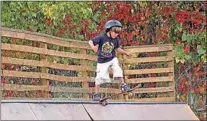  ?? NICK SMIRNOFF / FOR TEHACHAPI NEWS ?? A young skateboard­er enjoyed the skate park in 2012 before it was torn down.