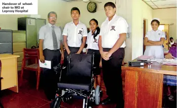  ??  ?? Handover of wheelchair to MO at Leprosy Hospital