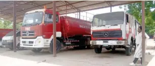  ?? ?? some unsused fire fighting trucks parked at the their station in Bauchi