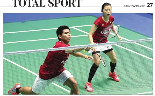  ?? PP PBSI ?? GAGAL LAMPIASKAN PENASARAN: Ganda campuran Indonesia Praveen Jordan/Debby Susanto terhenti di 16 besar Malaysia Open Superserie­s Premier kemarin.