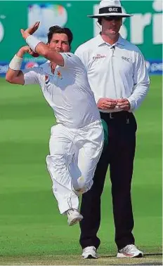  ?? AFP ?? Pakistan spinner Yasir Shah bowls on the final day of the second Test against West Indies in Abu Dhabi yesterday.