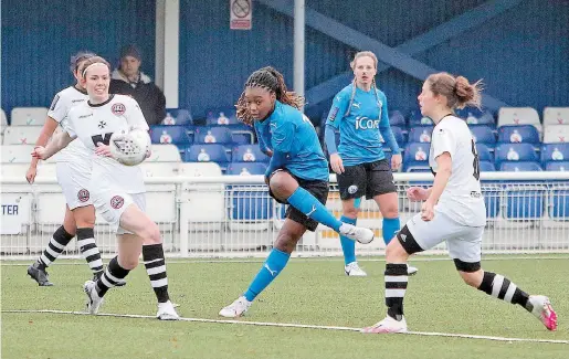  ?? Photo by Nicky Hayes. ?? Billericay's Therese Addison scored four second half goals to knock Maidenhead out of the cup.