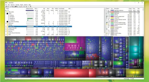  ??  ?? WinDirStat’s rectangula­r map is incredibly useful for finding gargantuan files.