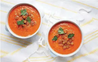  ?? [PHOTO BY DEB LINDSEY, FOR THE WASHINGTON POST] ?? Spicy Red Pepper and Chickpea Soup