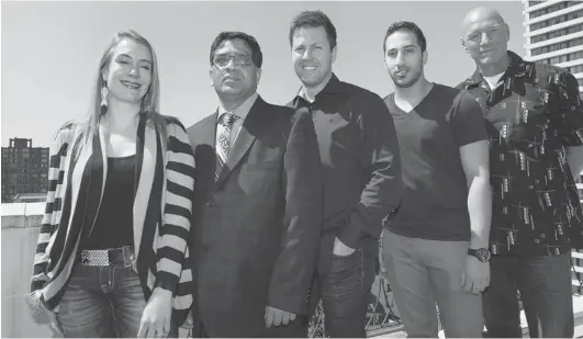  ?? JENELLE SCHNEIDER/ PNG ?? New- Canadian Entreprene­ur Award winners, from left, Laura Cuner, Eswar Reddy Soma, Neal Sims, Gurpreet Jaswal and William Holtz. The awards, which recognize the achievemen­ts of successful entreprene­urs who are new Canadians, will be presented at the...
