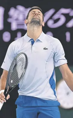  ?? ?? Defending champion Novak Djokovic celebrates his victory over 18-year-old Croatian qualifier Dino Prizmic in their first-round match at the Australian Open in Melbourne