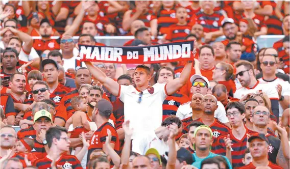  ??  ?? A força da torcida do Flamengo foi destacada nas redes sociais da Fifa: ‘O único time do mundo que tem 40 milhões de torcedores em seu país’