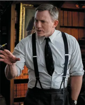  ??  ?? Daniel Craig as Benoit Blanc in KnivesOut.