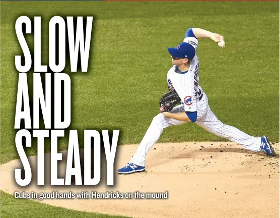  ??  ?? Kyle Hendricks, who has a 1.65 ERA in three postseason starts in 2016, will start Game 3 for the Cubs. He was 9- 2 with a 1.32 ERA in 15 regular- season games at Wrigley Field. | GETTY IMAGES