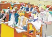  ?? HT PHOTO ?? Punjab chief minister Captain Amarinder Singh addressing the assembly on Friday.