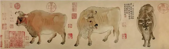  ?? (Photo by VCG) ?? Wuniu Tu or Five Oxen by Tang Dynasty (618-907) painter Han Huang