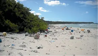  ?? PHOTO: SUPPLIED/PAWL WARREN ?? East Beach on Henderson Island covered with plastic washed up from the sea.