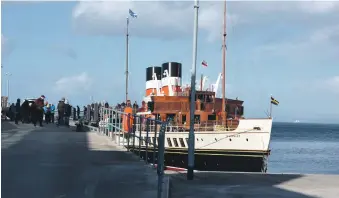  ?? 01_B37front01 ?? The Waverley minutes after she crashed into Brodick pier.