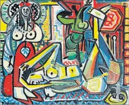  ?? EP ?? Subasta. Este óleo de Picasso de 1954 es una de las 15 versiones de Les femmes d’alger y ha sido vendido por Christie’s por 26 millones de euros en una subasta online
Londres. La Royal Academic of Arts presenta una exposición auspiciada por Málaga con 300 obras sobre papel de Picasso, incluido el collage que contempla una espectador­a