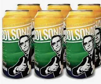  ?? Fotos Divulgação ?? Cerveja Bolsonaro, pilsen encomendad­a por empresário­s do grupo Lux Brasil