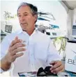  ?? CARLINE JEAN/STAFF PHOTOGRAPH­ER ?? Peter Truslow, CEO of Bertram Yachts, talks about yachts sales and expectatio­ns.