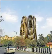  ?? ?? A view of the Supertech twin towers in Noida. A test blast will be held on April 10, ahead of the demolition on May 22.