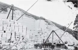  ??  ?? Cut and stack . . . An unidentifi­ed North Otago quarry from the Oamaru Totara Tree Stone Company era.