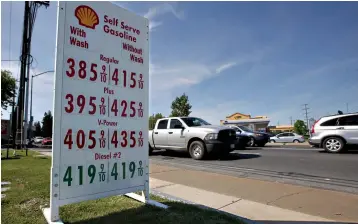  ?? Associated Press ?? ■ Gas prices are displayed April 23 at a Shell station in Sacramento, Calif. The Democrats who rule California took on homegrown tech giants Uber and Lyft over their work force, convinced some of the world's biggest automakers to buck the president on fuel emissions and passed a law that could change college sports. Republican state lawmakers say the liberal policies pushed by their colleagues are making California prohibitiv­ely expensive; millions of people live in poverty and inequality is stark. State Sen. Shannon Grove said California has become a leader on the wrong things, like homelessne­ss and the cost of gasoline.