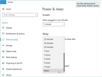  ??  ?? Use this workaround to avoid sleep-related crashes
