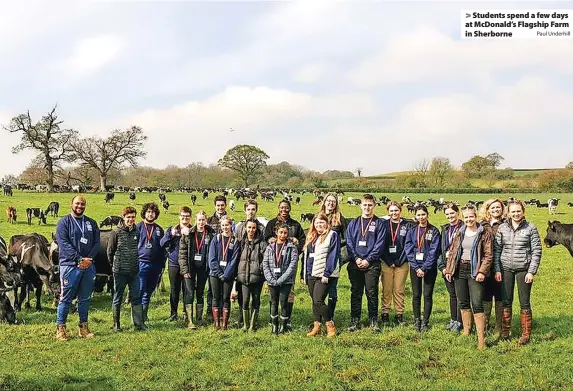  ?? Paul Underhill ?? > Students spend a few days at McDonald’s Flagship Farm in Sherborne