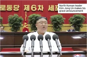  ??  ?? North Korean leader Kim Jong Un makes his grave announceme­nt