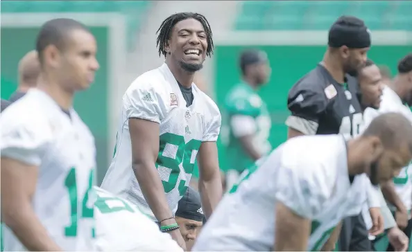  ?? MICHAEL BELL ?? Roughrider­s wide receiver Duron Carter was the CFL’s top offensive performer of the week after his nine-catch, two touchdown performanc­e Saturday.