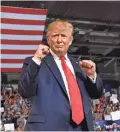  ?? AFP/GETTY IMAGES ?? President Donald Trump pumps his fists at a rally Wednesday night in Greenville, N.C.