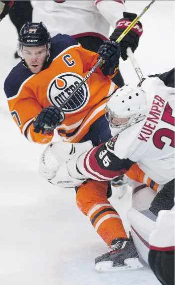  ?? GREGSOUTHA­M ?? Although he’s among the NHL’s scoring leaders, Edmonton Oilers captain Connor McDavid is not “in the conversati­on” to repeat as the league’s MVP due to his team’s regression this season, says one analyst.