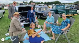  ?? ?? 8. Enjoying lunch and a Pimm’s, visitors from Buckingham­shire look the part with their 1956 Rolls-Royce Silver Cloud. Arriving in a period correct car allows for special parking close to the entrance, an added benefit at a huge classic car show;