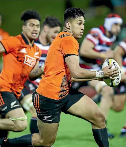  ?? GETTY IMAGES ?? Rieko Ioane shows his pace and power for the All Blacks in their hit-out against Counties Manukau on Friday night.