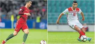  ?? Picture: AFP ?? DAVID VERSUS GOLIATH: Portugal’s Cristiano Ronaldo, left, and Morocco’s Younes Belhanda will be hoping to emerge victorious when the two countries meet during a Group B showdown today. Morocco’s knockout hopes hang by a thread after a 95th-minute own...