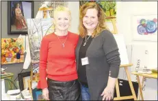  ?? NWA Democrat-Gazette/CARIN SCHOPPMEYE­R ?? Lee Ann Dodson (left) and Karen Ahuja, artists, attend the Interiors in Context opening reception.