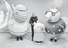  ??  ?? Peppa, with Alison Grant, and pals are puppets maneuvered and voiced by actors. Costume characters would not “properly reflect the innocence,” director Richard Lewis says.
PAUL ANDREW DUNKER, KARL EVANS